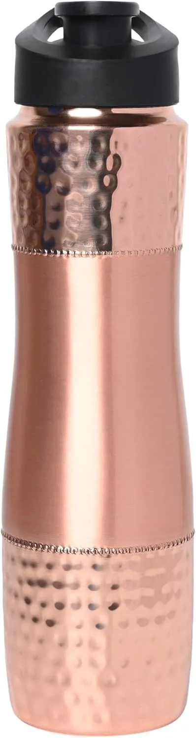 Pure Copper Water Bottle with Sipper, 1000 Ml Capacity (33.81 US Fl Oz) For Ayurveda Health Benefits (Plain)
