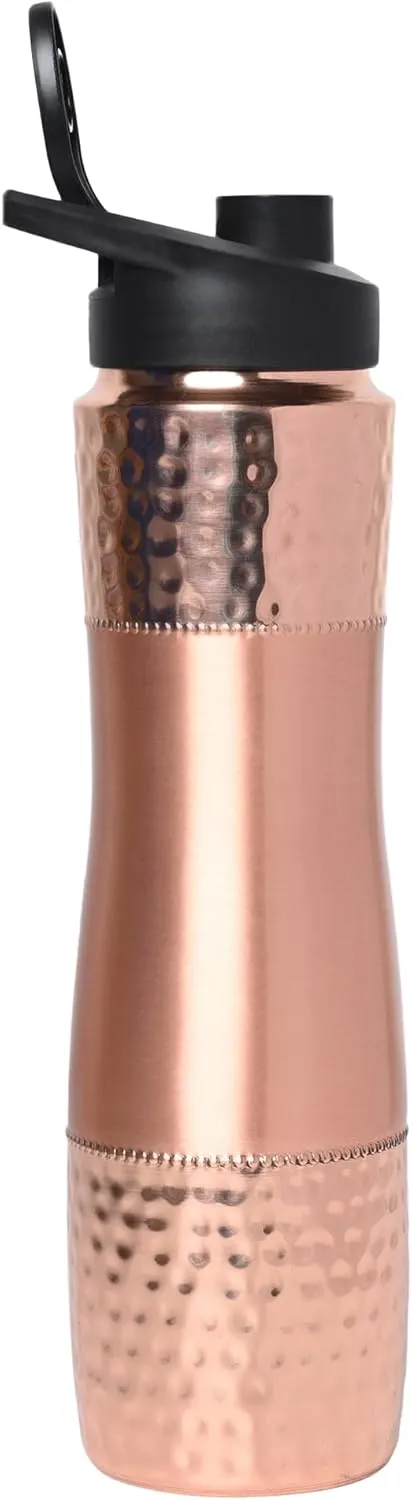 Pure Copper Water Bottle with Sipper, 1000 Ml Capacity (33.81 US Fl Oz) For Ayurveda Health Benefits (Plain)
