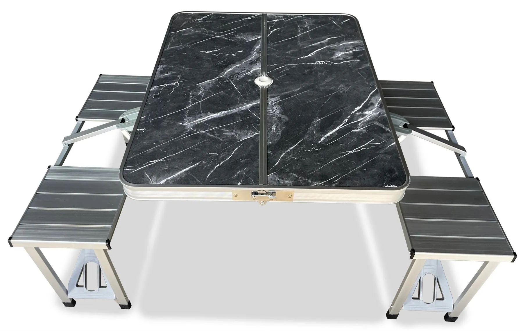 Quest Gloucester Deluxe Folding Picnic Set Table & Bench (Onyx Edition)