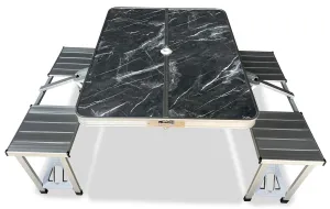 Quest Gloucester Deluxe Folding Picnic Set Table & Bench (Onyx Edition)