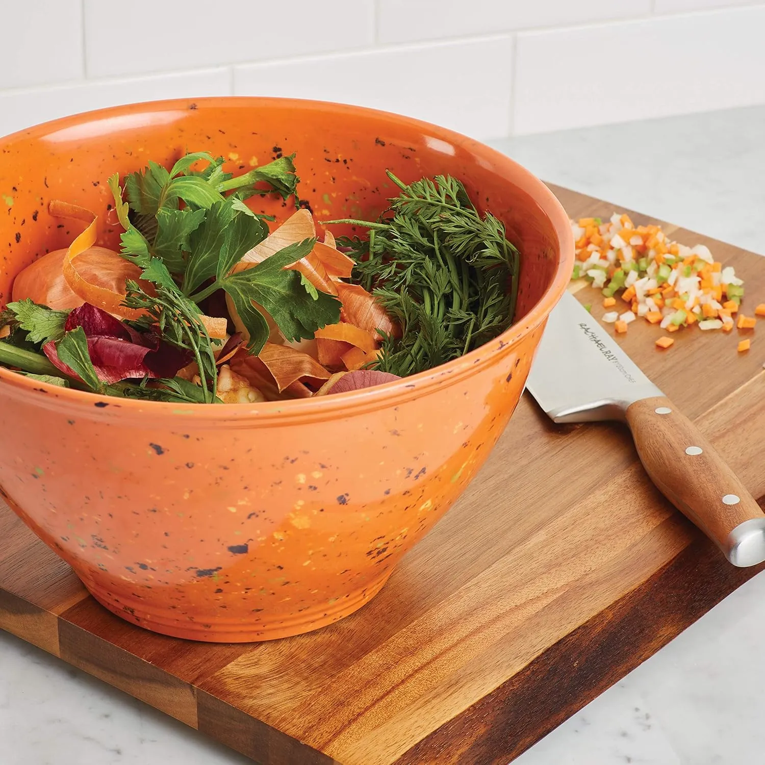 Rachael Ray 56602 Accessories Kitchen Pantryware Multi Purpose / Salad Serveware / Melamine Garbage Bowl, Orange