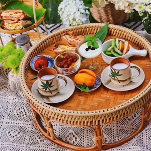 Rattan Picnic Tray - Versatile Outdoor Serving Table