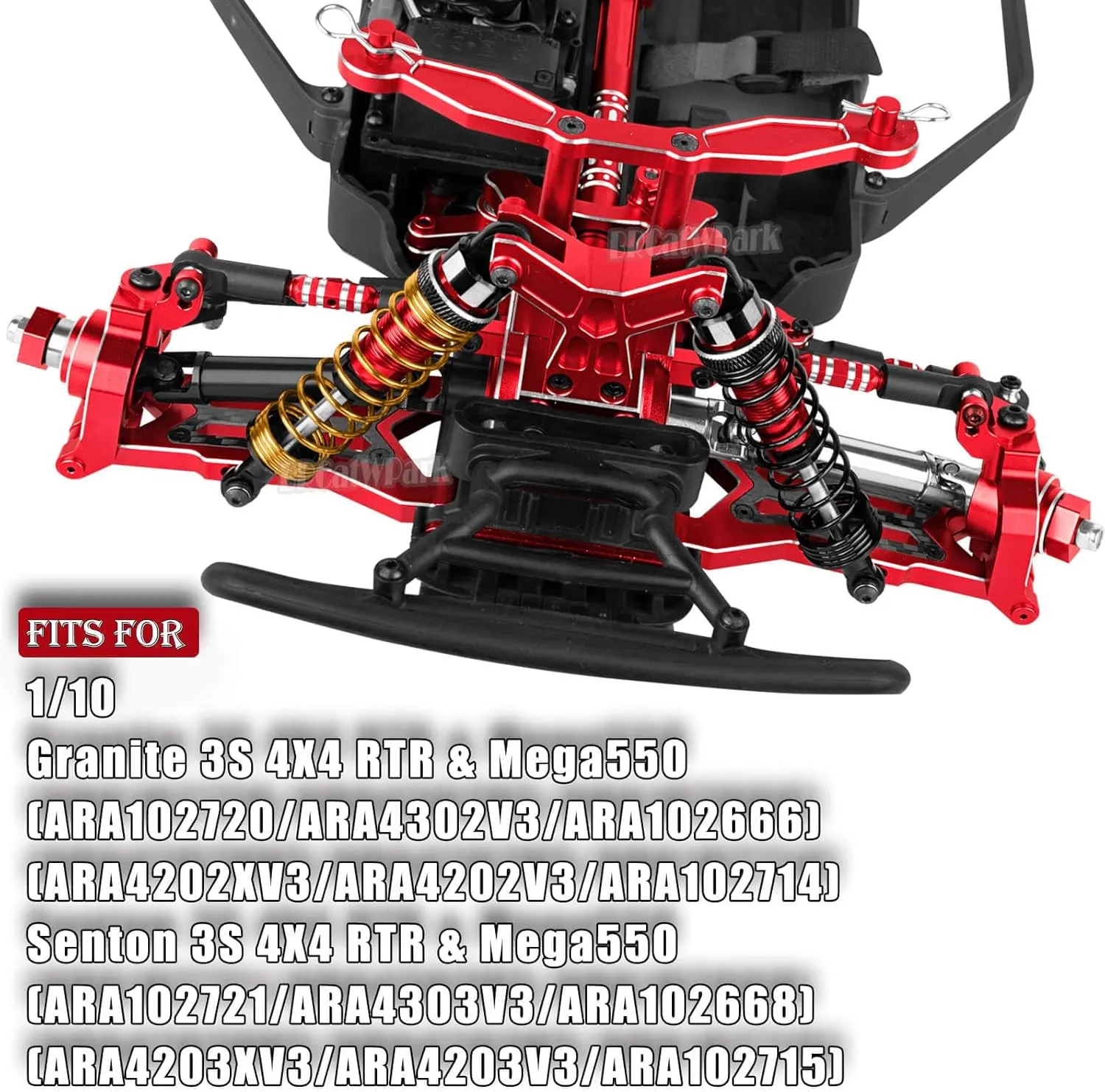 RC Upgrades Part for 1/10 Granite/Senton 3S & Mega550,Shock,A-Arm,Caster Block,Steering Blocks,Stub Axle Carriers,Links,Gearbox,Center Driveshaft Axles,Support,25T Spline,Steering,Red