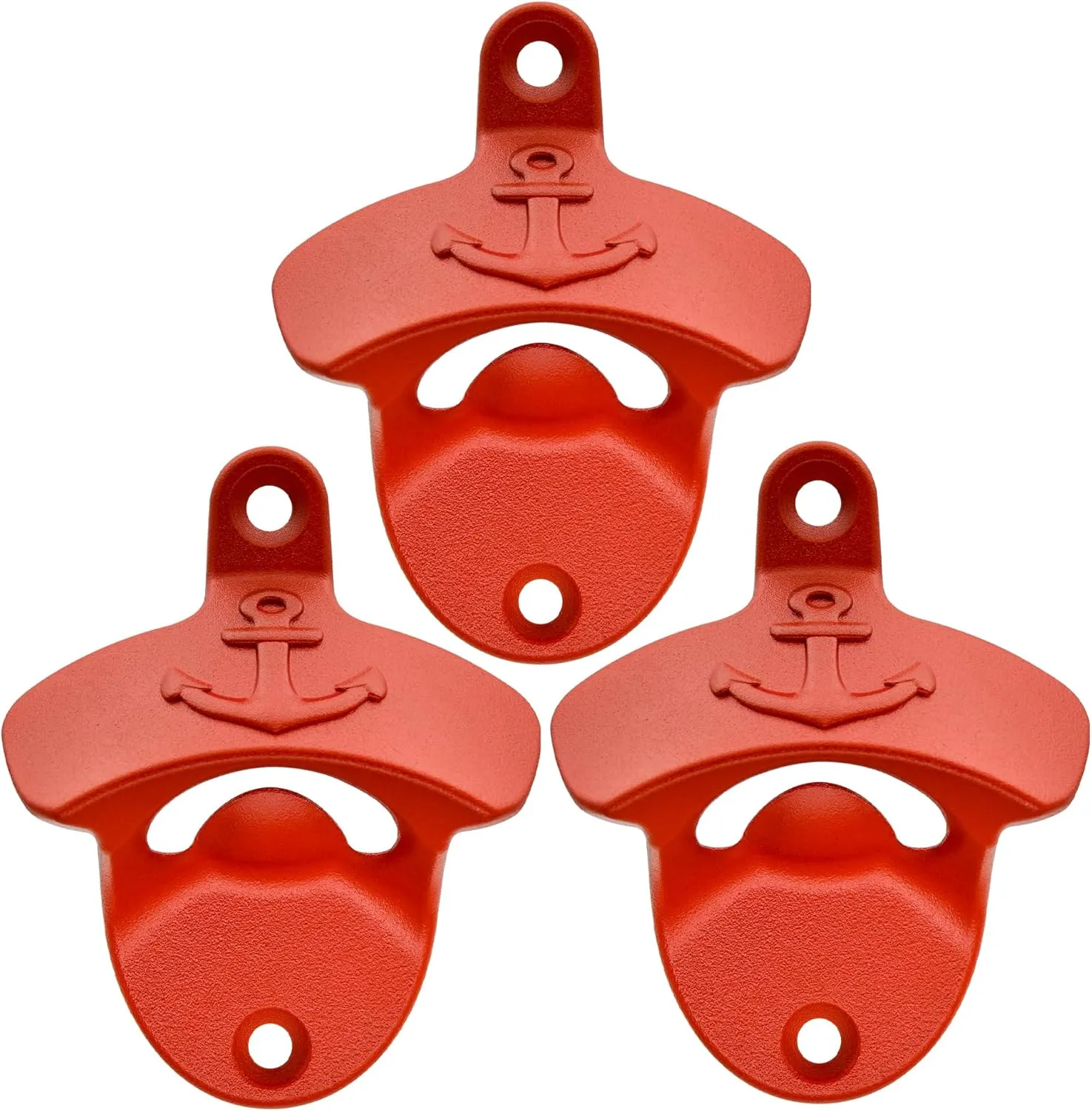 Red Anchor Bottle Opener Wall Mounted Nautical Beer Cap Opener Boat Mounted for Navy Sailor Army (Pack of 3)