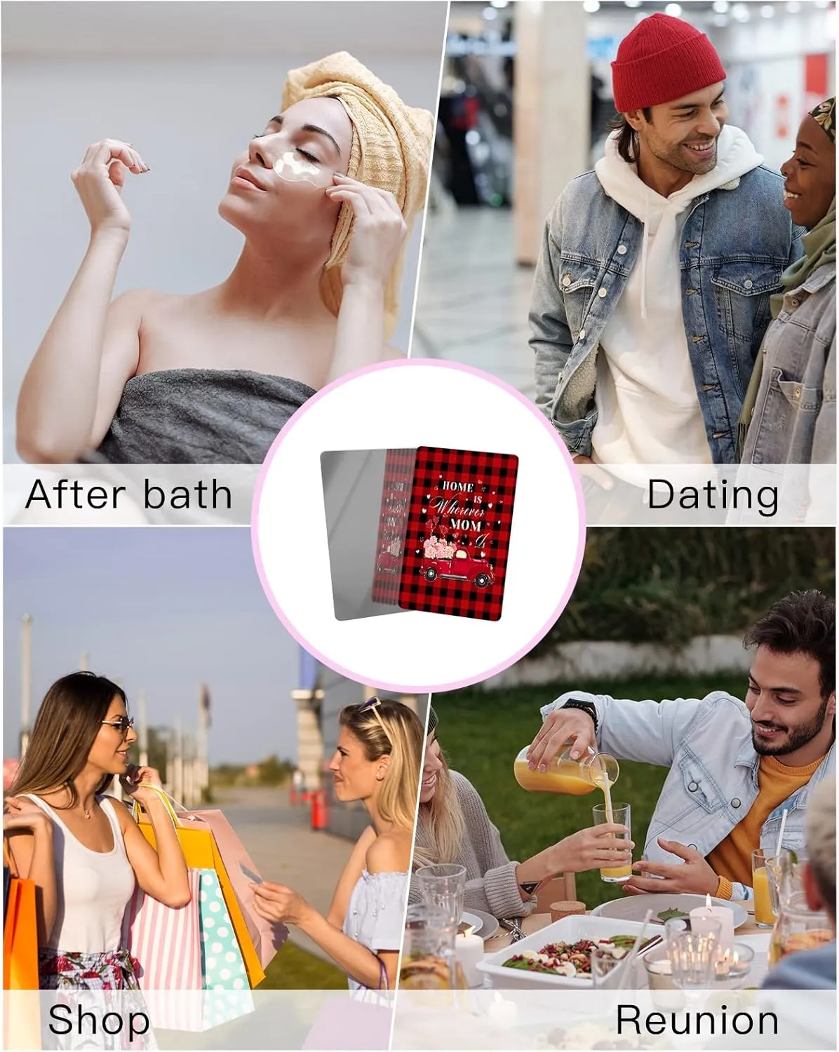 Red Truck Loads of Pink Carnation Compact Mirror Bulk Mini Card Mirror, Red Black Plaid Buffalo Small Compact Mirror for Purse, Rectangular Handheld Pocket Makeup Mirror