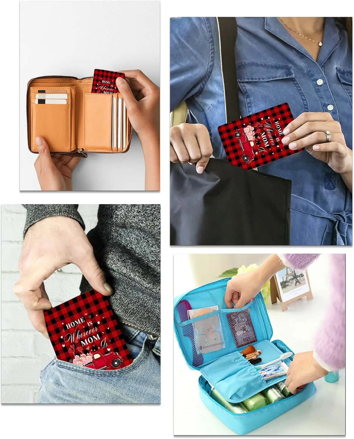 Red Truck Loads of Pink Carnation Compact Mirror Bulk Mini Card Mirror, Red Black Plaid Buffalo Small Compact Mirror for Purse, Rectangular Handheld Pocket Makeup Mirror