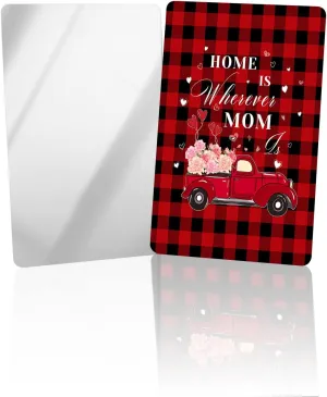 Red Truck Loads of Pink Carnation Compact Mirror Bulk Mini Card Mirror, Red Black Plaid Buffalo Small Compact Mirror for Purse, Rectangular Handheld Pocket Makeup Mirror