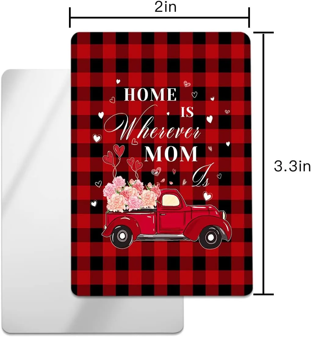 Red Truck Loads of Pink Carnation Compact Mirror Bulk Mini Card Mirror, Red Black Plaid Buffalo Small Compact Mirror for Purse, Rectangular Handheld Pocket Makeup Mirror