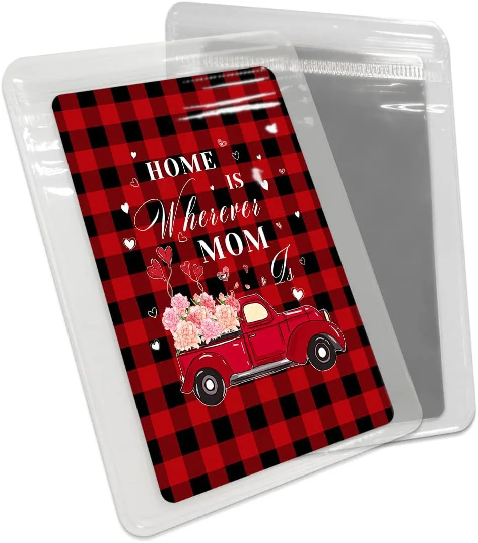 Red Truck Loads of Pink Carnation Compact Mirror Bulk Mini Card Mirror, Red Black Plaid Buffalo Small Compact Mirror for Purse, Rectangular Handheld Pocket Makeup Mirror