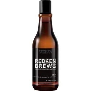 Redken Brews 3-In-1 Men's Shampoo, Conditioner and Body Wash - Multi-Purpose Hair & Body Cleanser For Men - Moisturizes & Hydrates, All-In-One Soap
