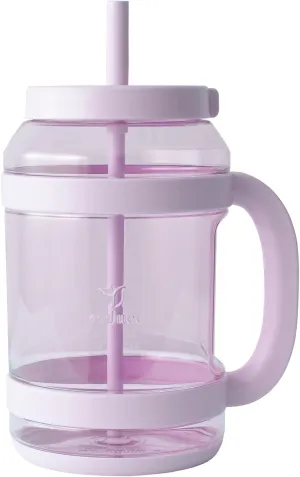 REDUCE WaterDay 80 oz Water Jug with Time/Ounce Markings - Spill-Proof Straw, Durable Tritan - Big Water Bottle for Daily Hydration - Dishwasher Safe, Clear & Easy to Clean, Lilac Bud