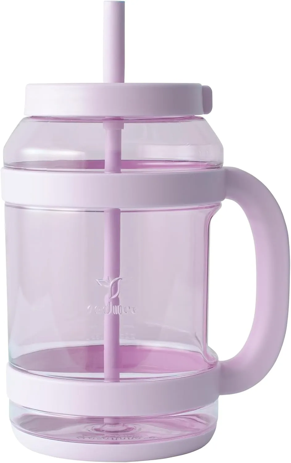 REDUCE WaterDay 80 oz Water Jug with Time/Ounce Markings - Spill-Proof Straw, Durable Tritan - Big Water Bottle for Daily Hydration - Dishwasher Safe, Clear & Easy to Clean, Lilac Bud