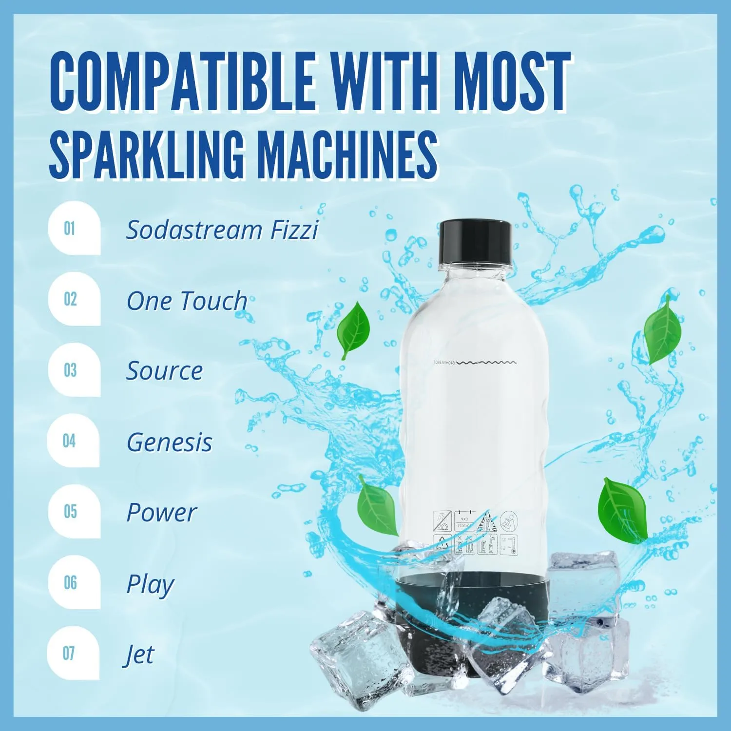 Replacement Bottle for sodastream Carbonating Sparkling Water Machine 1 Liter (2-Pack, Black)