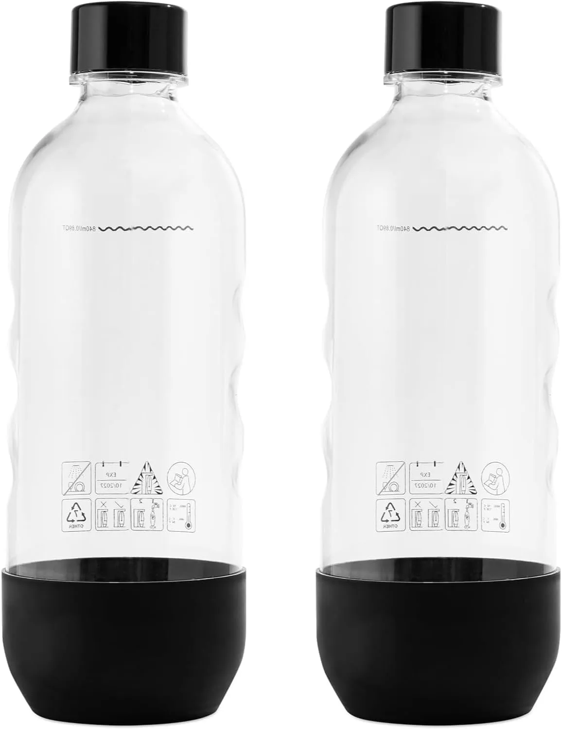Replacement Bottle for sodastream Carbonating Sparkling Water Machine 1 Liter (2-Pack, Black)