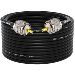 RG58 Coaxial Cable 49.2ft, CB Coax Cable, UHF PL259 Male to Male Coaxial 50 Ohm Coax Low Loss for HF VHF CB Radio, Ham Radio, SWR Meter, Scanner, Antenna Analyzer