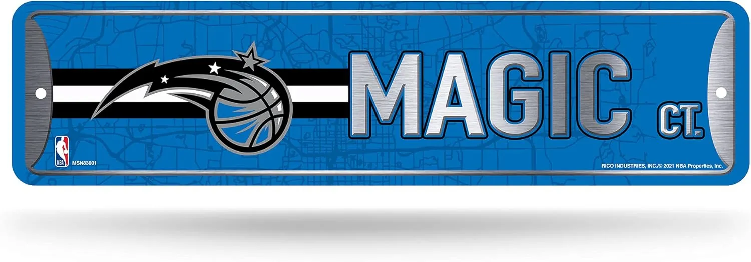 Rico Industries NBA Metal Street Sign Metal Street Sign 4" x 15" Home Décor - Bedroom - Office - Man Cave