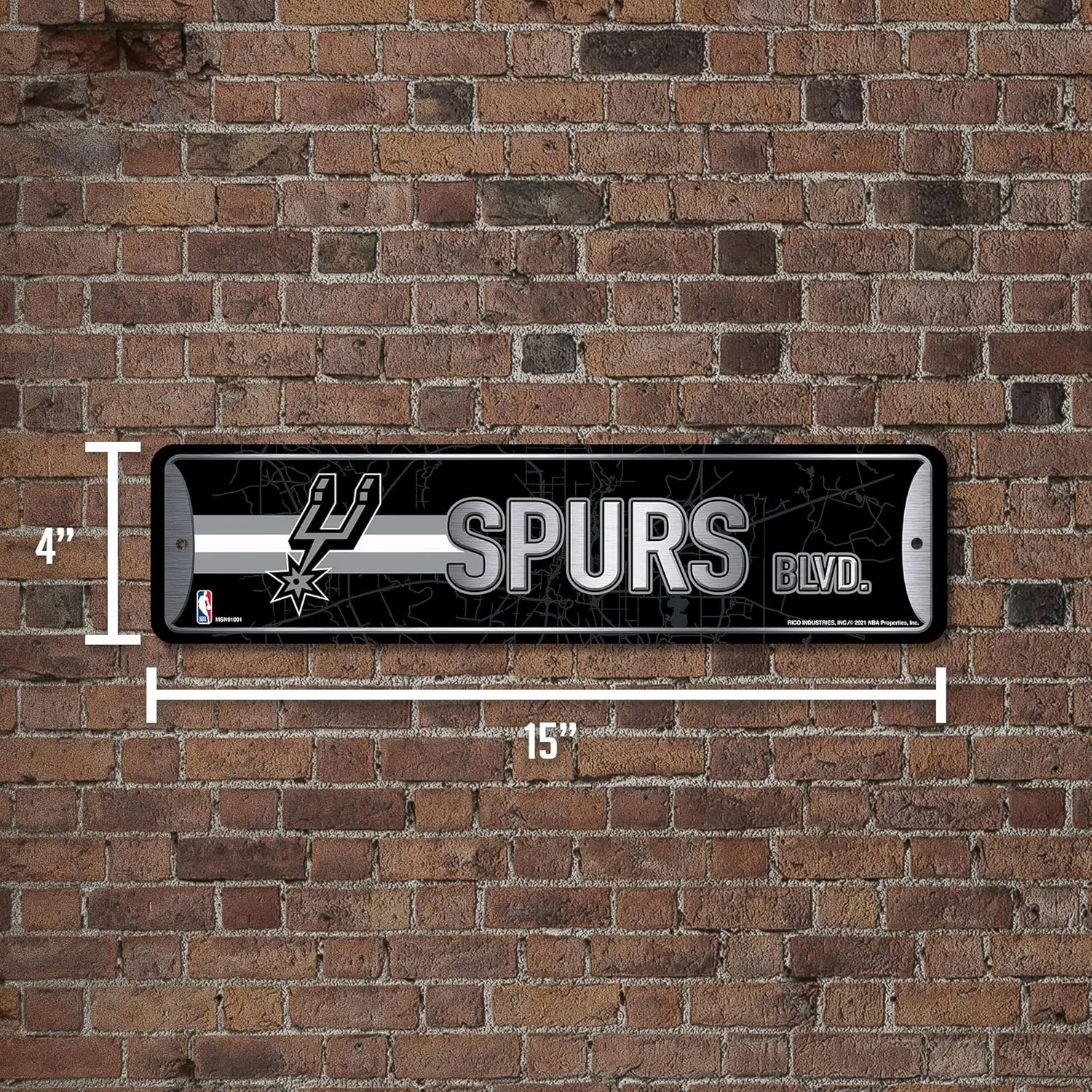 Rico Industries NBA Metal Street Sign Metal Street Sign 4" x 15" Home Décor - Bedroom - Office - Man Cave