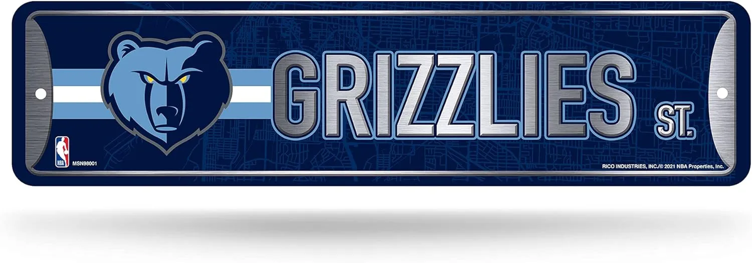 Rico Industries NBA Metal Street Sign Metal Street Sign 4" x 15" Home Décor - Bedroom - Office - Man Cave