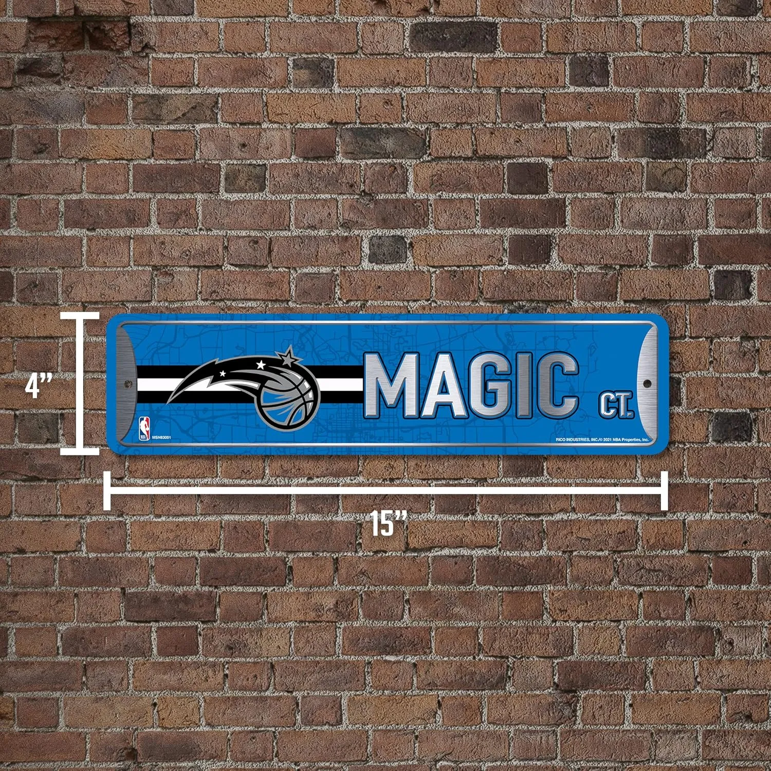 Rico Industries NBA Metal Street Sign Metal Street Sign 4" x 15" Home Décor - Bedroom - Office - Man Cave