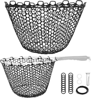 Riverruns Rubber Net Replacement Fishing Net Bag Fly Fishing Foldable Fish Landing Net for Freshwater Saltwater Without Handle 6 Sizes
