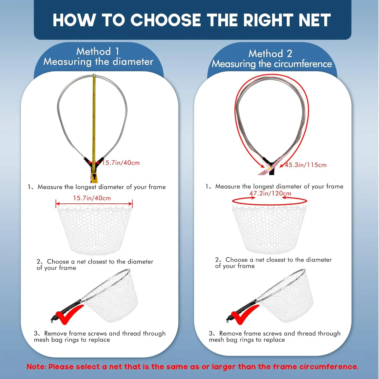 Riverruns Rubber Net Replacement Fishing Net Bag Fly Fishing Foldable Fish Landing Net for Freshwater Saltwater Without Handle 6 Sizes