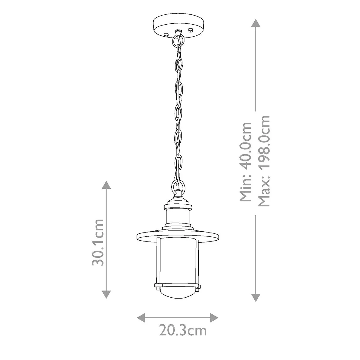 Riverwood 8" Chain Lantern | Weathered Zinc