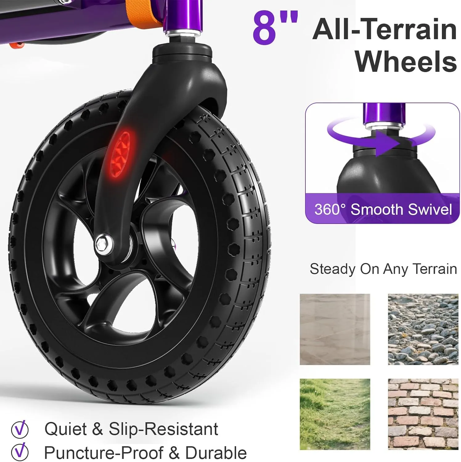 Rollator Walkers for Seniors with Seat, Foldable Walkers for Seniors, 8" All-Terrain Wheels, 18" Big Seat, 6-Level Adjustable Height Rolling Walker, 350 lb, Walker for Seniors & Adults (Purple)