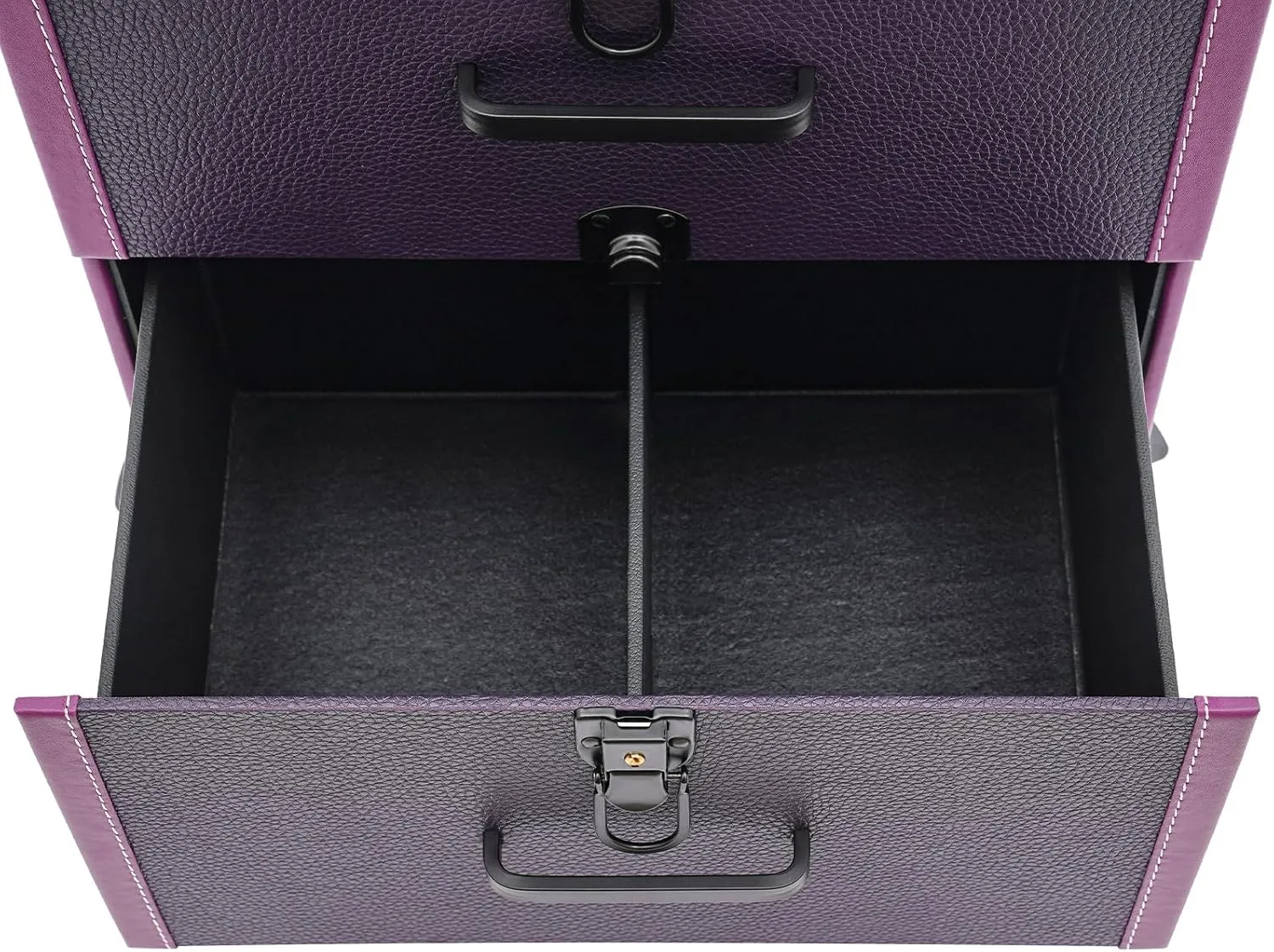 Rolling Makeup Train Case, Cosmetology Nail Case with Makeup Pouch, Cosmetic Trolley Travelling Cart Trunk with Sliding Drawer & Keys for Artists Nail Technician Salon Cart Trunk (Purple Black)