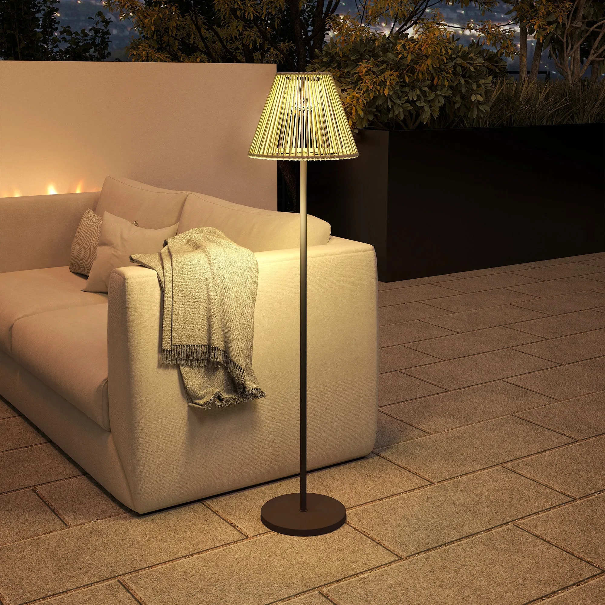 Rootz Rattan Solar Lamp - Boho Garden Light - Outdoor Solar Lantern - Warm White Light - Ø33 x 135cm