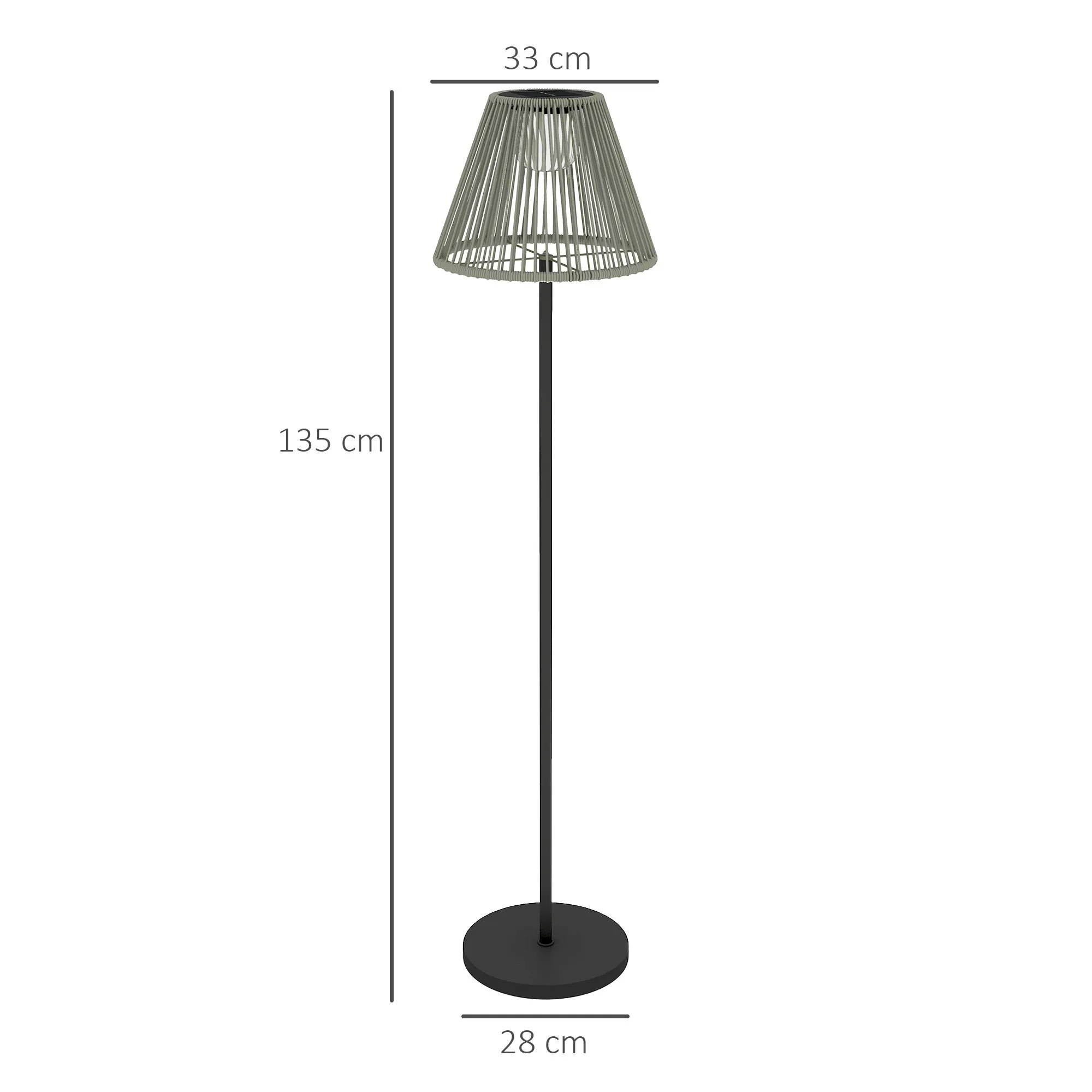 Rootz Rattan Solar Lamp - Boho Garden Light - Outdoor Solar Lantern - Warm White Light - Ø33 x 135cm