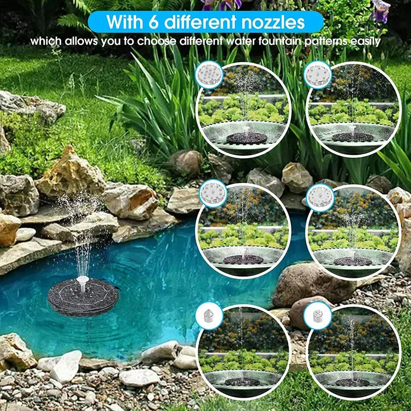 Round Shape Solar Colorful LED Water Floating Fountain Pump