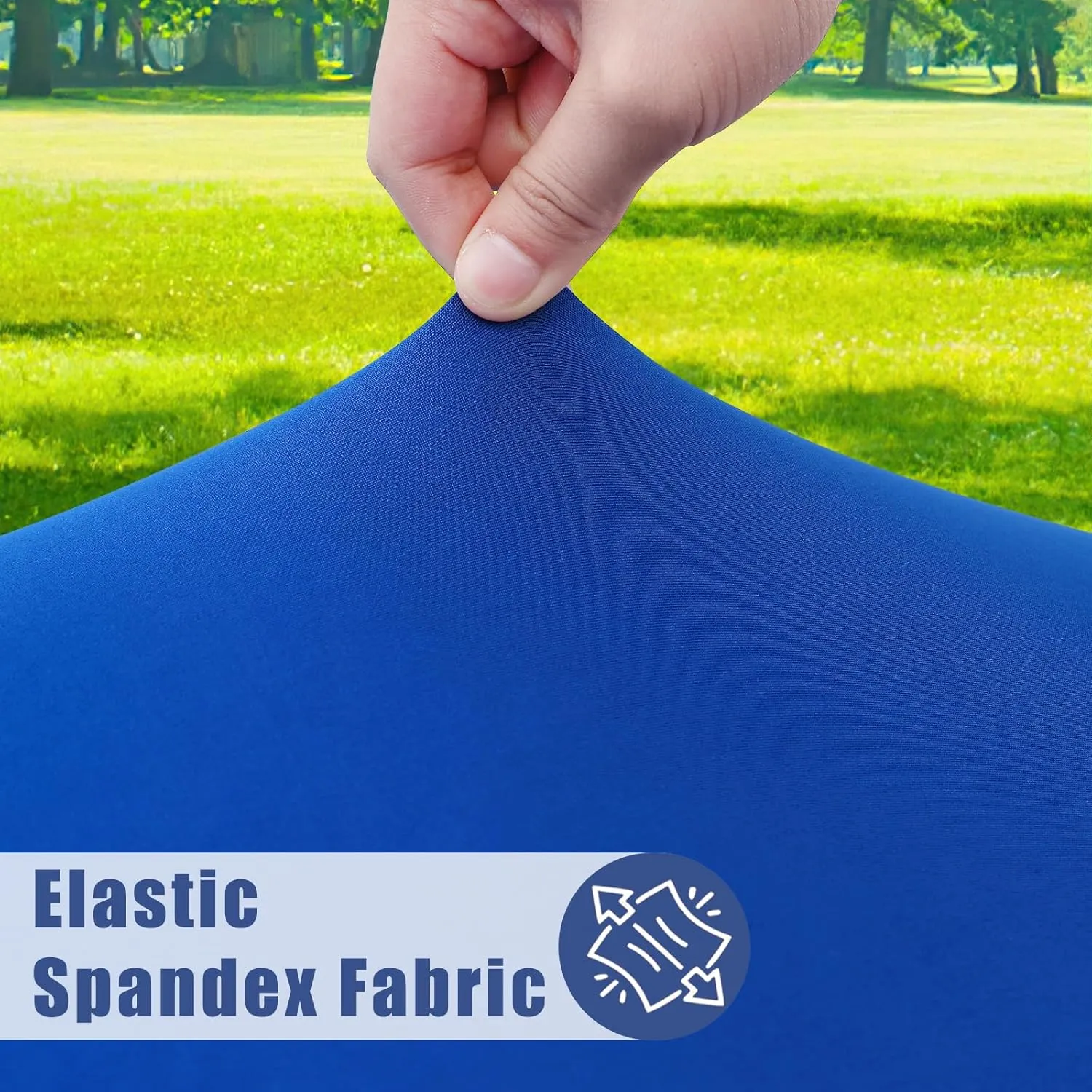 Round Spandex Table Cloth, Elastic Fitted Waterproof Tablecloths for 45"-56" Tables, Stretch Washable Picnic Table Cover for Camping, Dining, Indoor and Outdoor, Blue