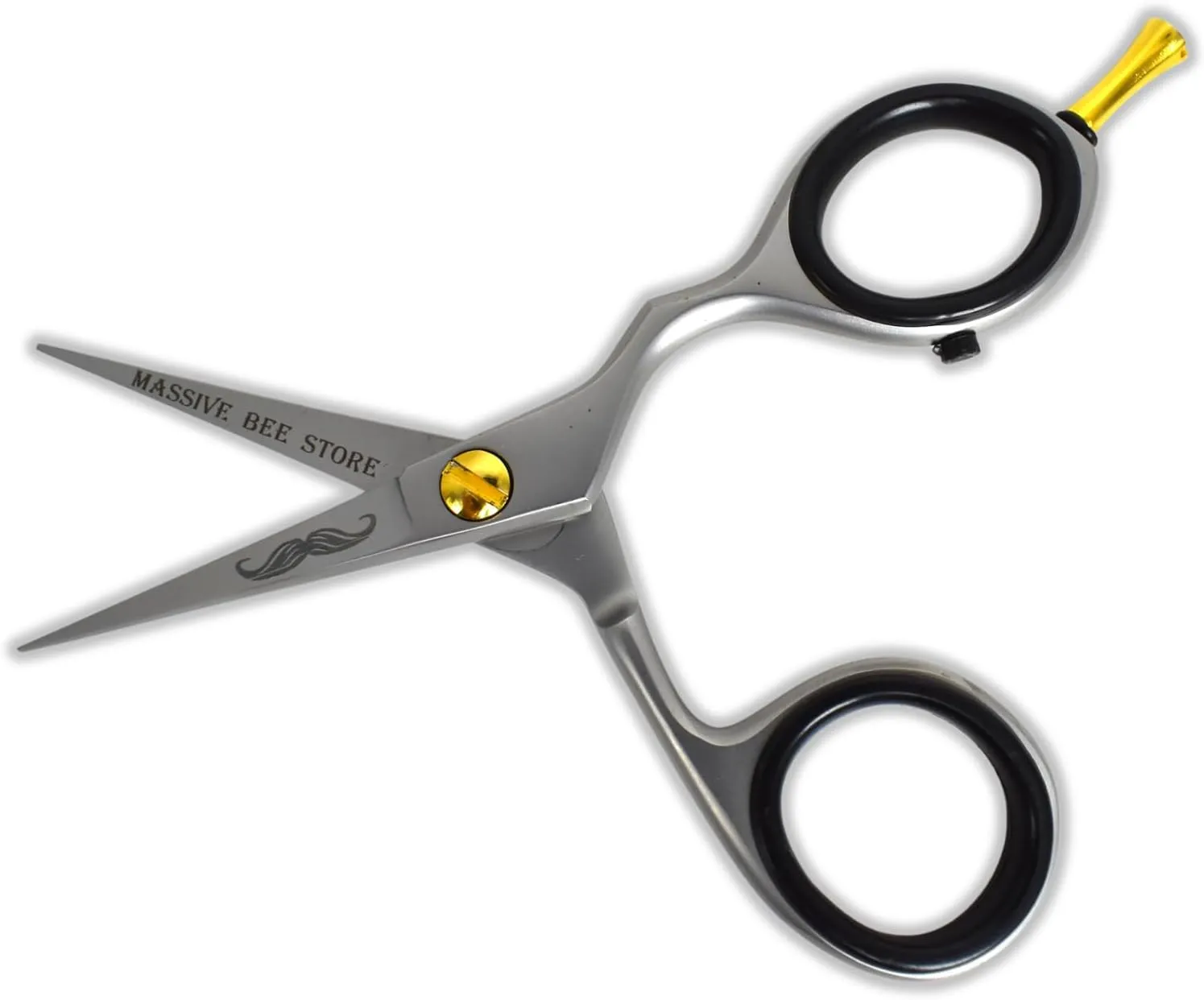 Rounded-Tip Trimming Scissors for Men – Stainless Steel High Carbon Beard, Mustache, and Ear Hair Grooming Scissor (Silver-Pointy-Tip)