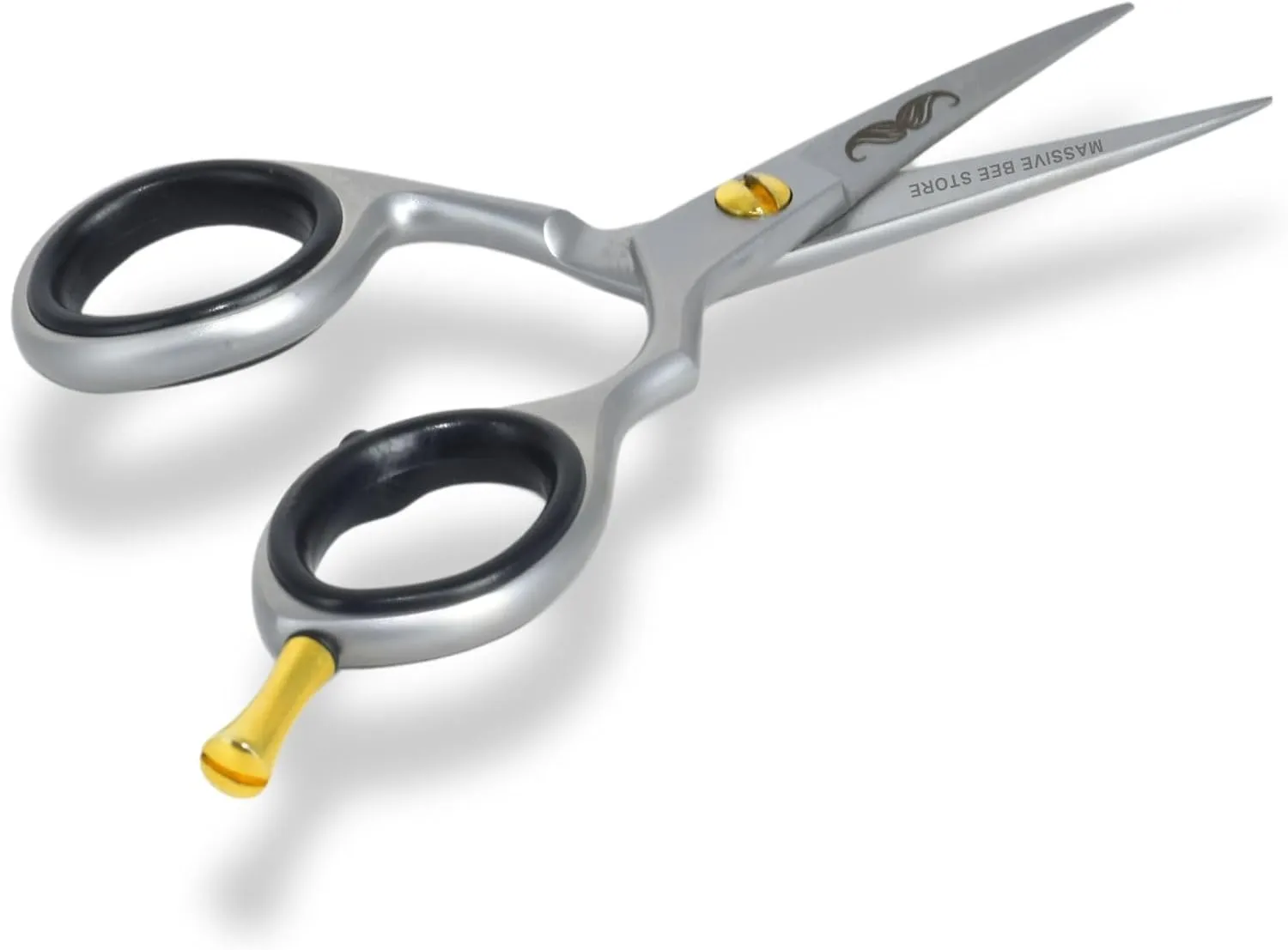 Rounded-Tip Trimming Scissors for Men – Stainless Steel High Carbon Beard, Mustache, and Ear Hair Grooming Scissor (Silver-Pointy-Tip)
