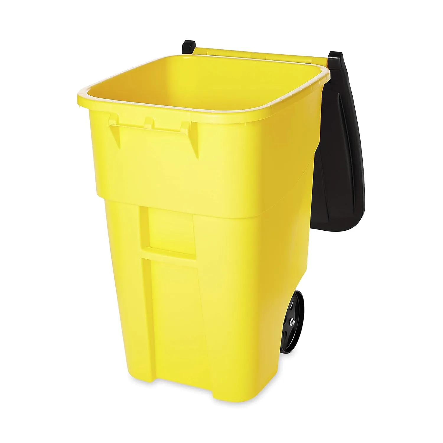 Rubbermaid Commercial Products BRUTE Rollout Heavy-Duty Wheeled Trash/Garbage Can, 50-Gallon, Yellow, for Restaurants/Hospitals/Offices/Warehouses/Garage, Pack of 2