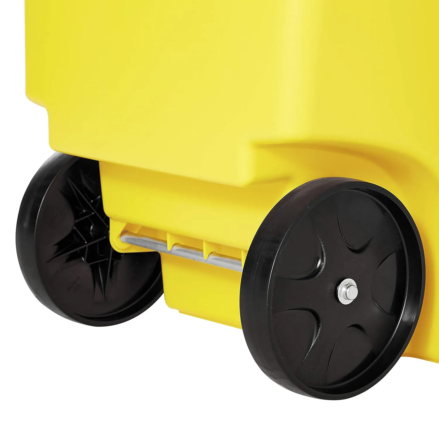 Rubbermaid Commercial Products BRUTE Rollout Heavy-Duty Wheeled Trash/Garbage Can, 50-Gallon, Yellow, for Restaurants/Hospitals/Offices/Warehouses/Garage, Pack of 2