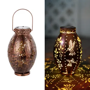 Rynx | Stargarden Solar Lantern, 2-pack Decorative Solar Lanterns Outdoor Waterproof Solar Lights Outdoor, Hollowed Hummingbird Pattern Hanging Solar Lanterns For Garden, Copper