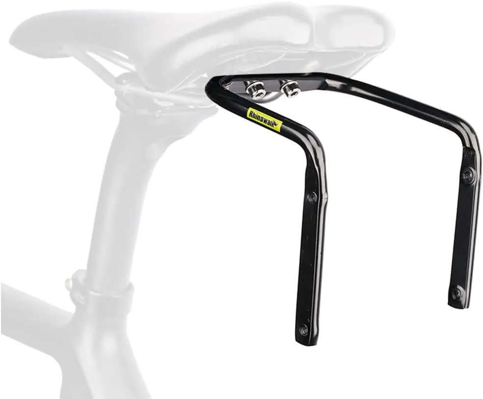 Saddle Bag Stabilizer, Bike Saddle Bag Stabilizer Bracket Bicycle Tail Bag Mount Rear Rack AntiSway with Bottle Cage Mounting Holes for Mountain Road Bike, Black