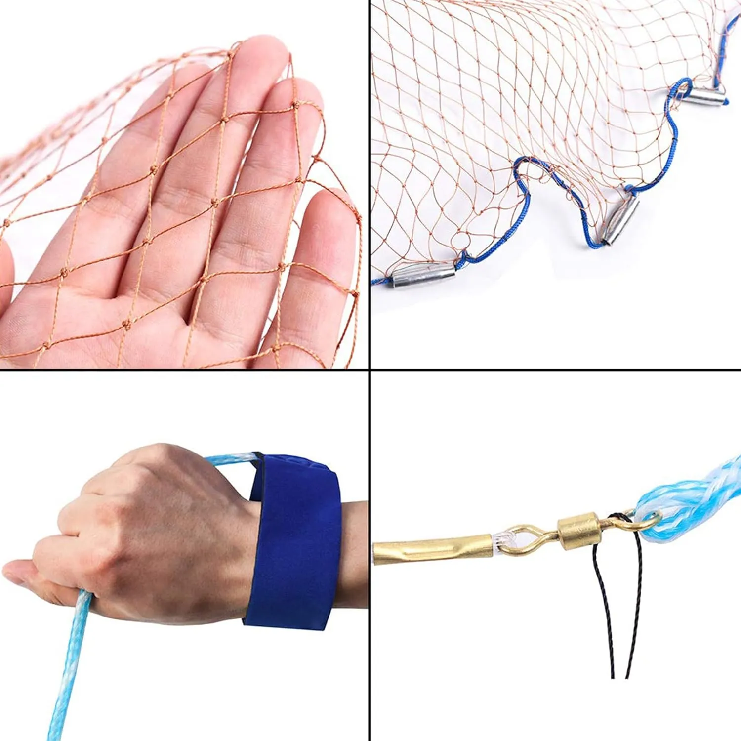 Saltwater Fishing Cast Net with Aluminum for Bait Trap Fish Throw Net,Size 3ft/4ft/5ft/6ft/7ft/8ft/9ft/10ft/11ft/12ft Radius Tire Lines Freshwater Casting Nets