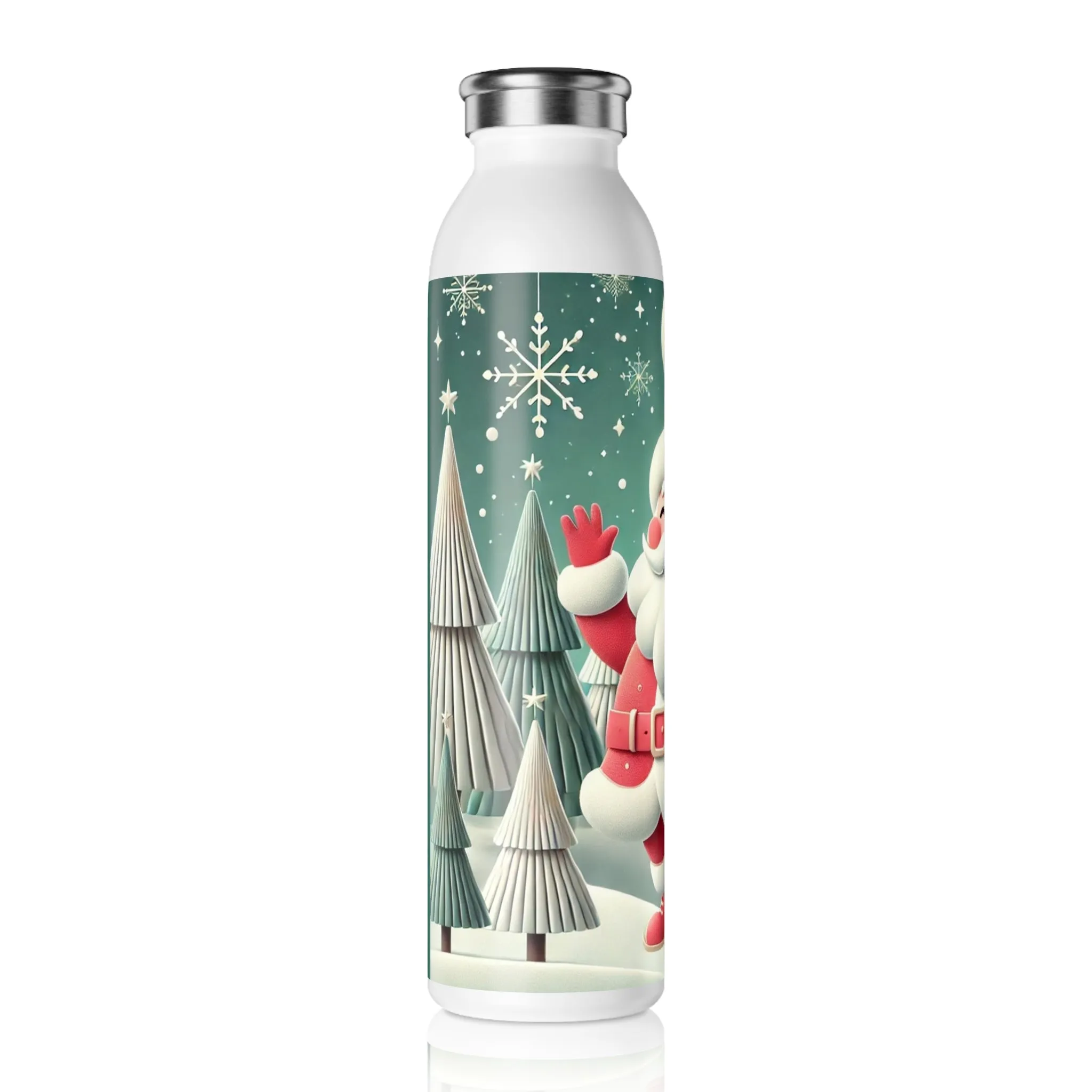 Santa's Joyful Night Slim Water Bottle