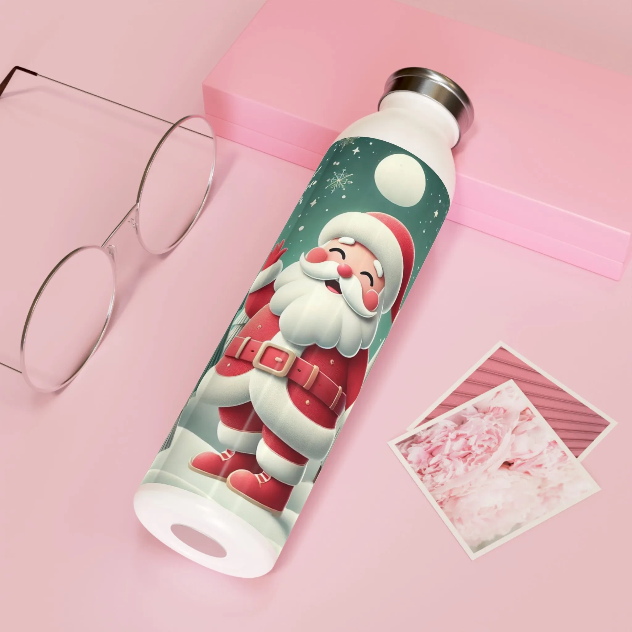 Santa's Joyful Night Slim Water Bottle