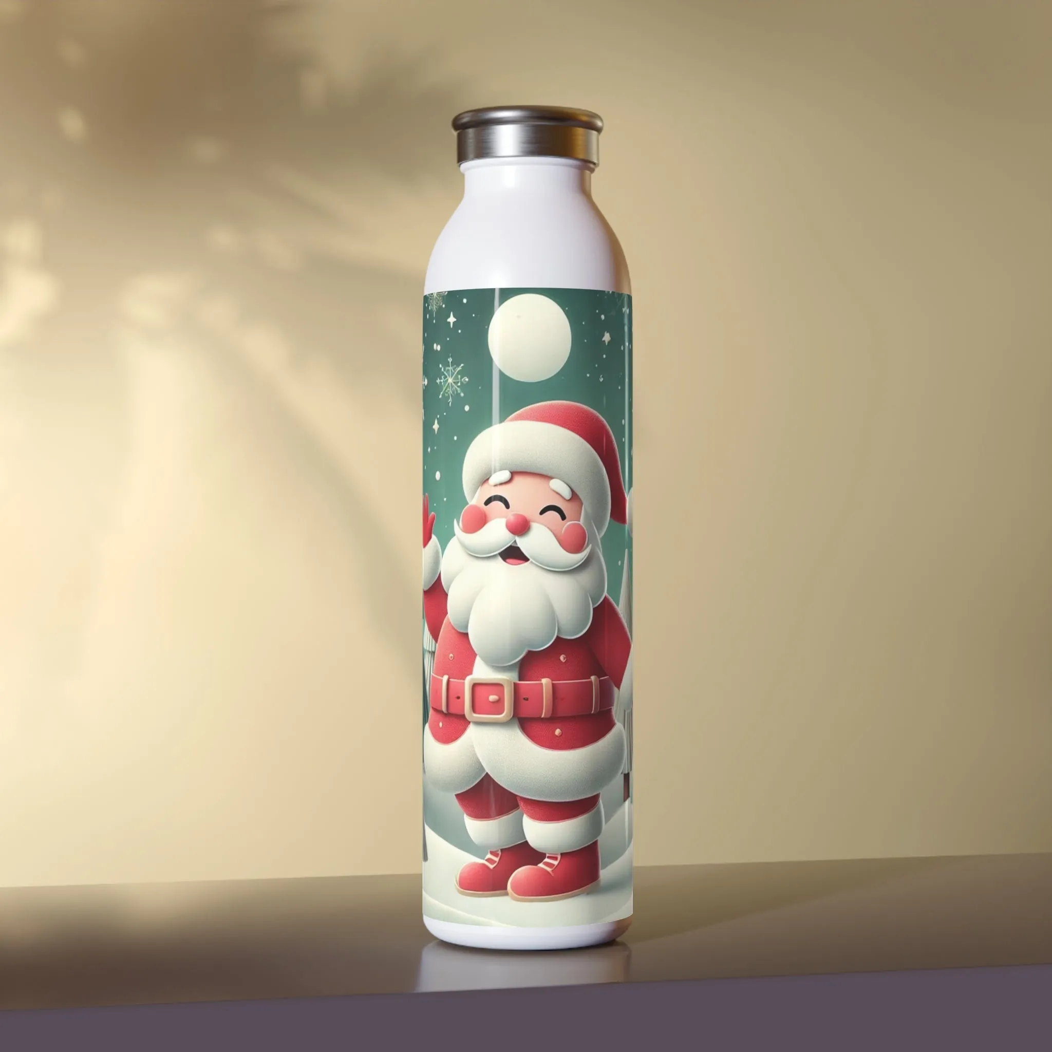 Santa's Joyful Night Slim Water Bottle
