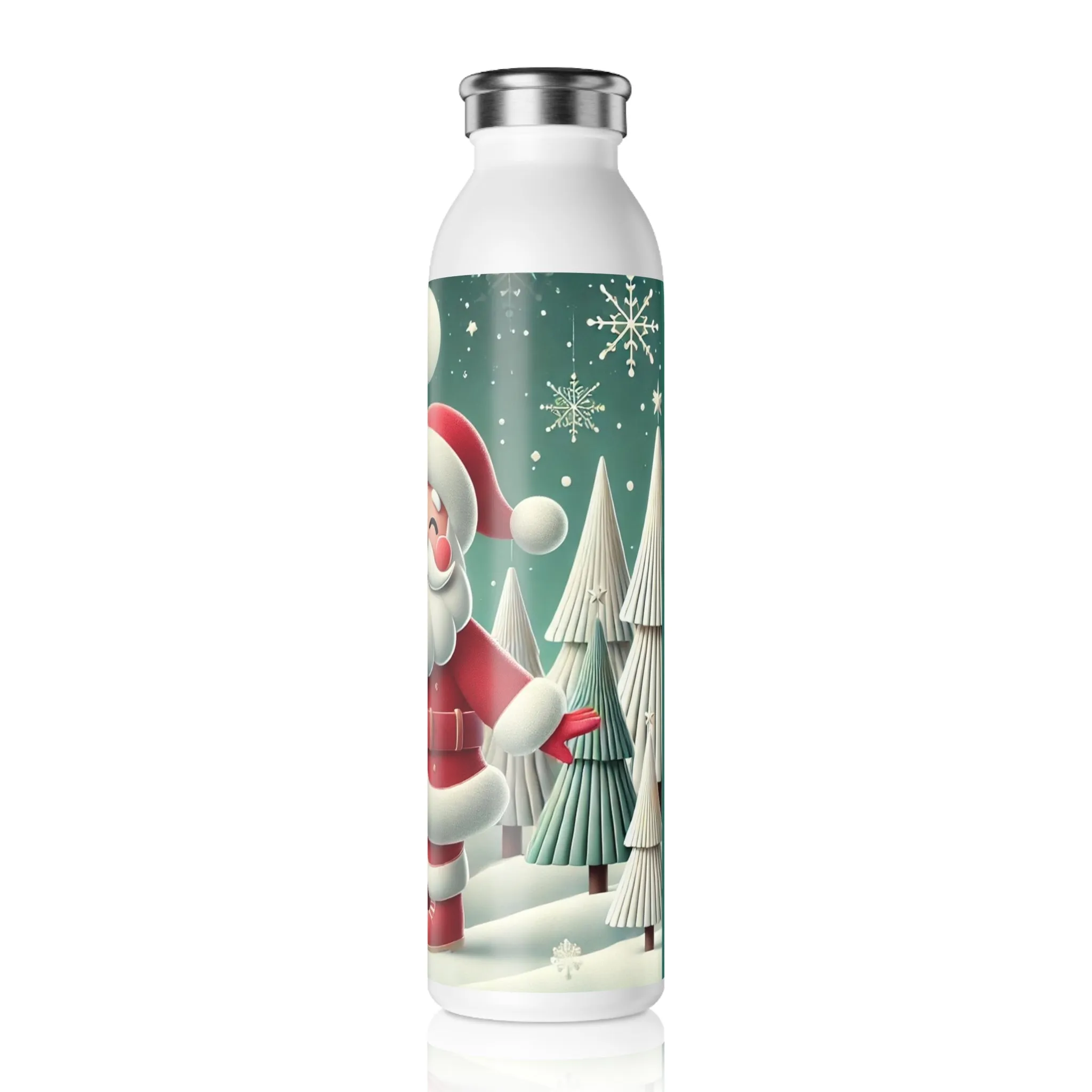 Santa's Joyful Night Slim Water Bottle