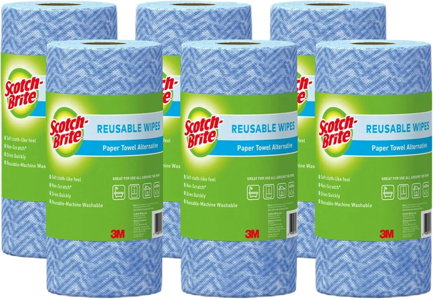 Scotch-Brite Multi-Purpose Wipes, 6 Rolls, 40 Sheets Per Roll, 240 Sheets Total