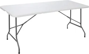 Seleq White Polyethylene Top Folding Table 6' for Picnic, Dining, Camping, Party