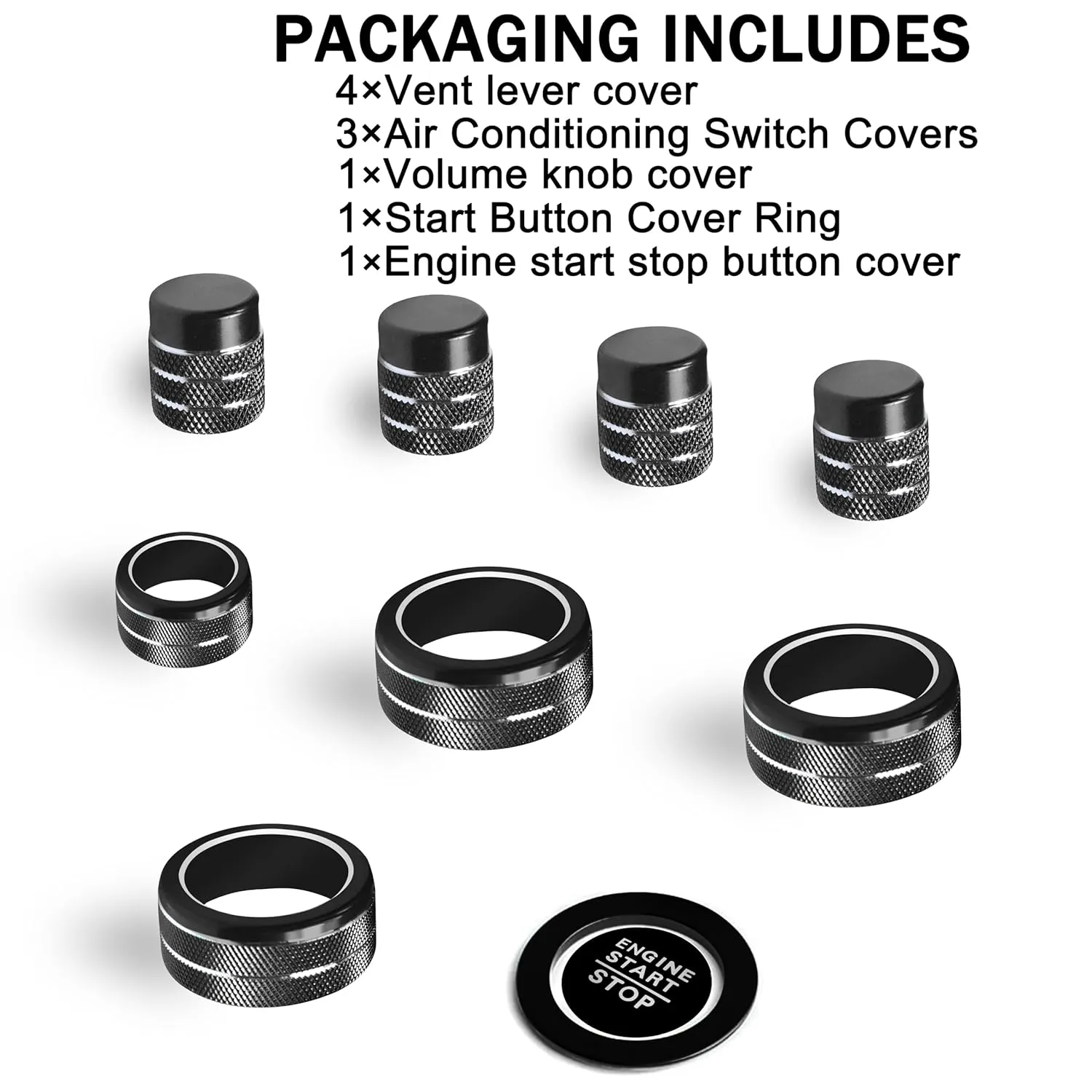 SENSHINE Air Conditioning, Vent Knob Cover for Honda Civic Accessories 2022 2023 2024 2025 for Honda CRV 2023 2024 2025 for Acura Integra 2023 2024 2025 Start/Stop Push Button Ring Trim 10Pcs (Black)