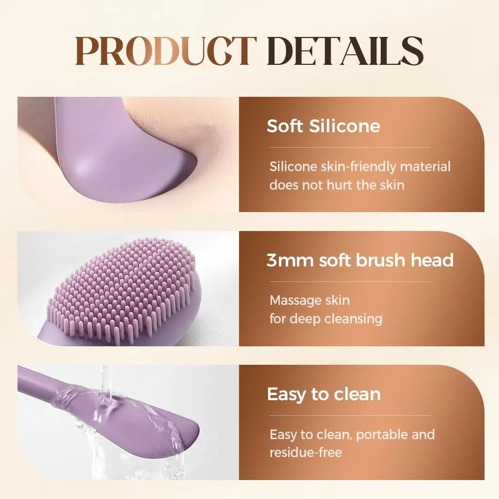 Silicone Face Mask Brush, Double-Head Facial Cleansing Brushes Face Mask Applicators Tool, Face Scrubber for Exfoliating Removing Blackheads, Mask Stick Cleaning Spatula for Lotion Mud Masks (4 PCS-B)