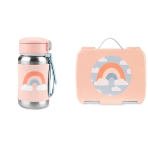 Skip Hop Toddler Sippy Cup with Straw, Sparks Stainless Steel Straw Bottle, Rainbow Kids Bento Lunch Box, Ages 3 , Sparks Rainbow