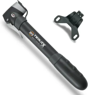 SKS Germany TWINJEX Minipumpe (Luftpumpe für alle Ventilarten, ergonomischer Griff, zuschaltbare Hochdruckstufe, INKL. Pumpenhalter, Made in Germany, max. Druck: 10 bar / 144 PSI)