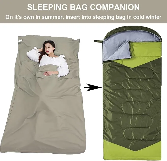 Sleeping Bag Liner Portable Travel Camping Sheets Lightweight and Compact Sleeping Sack Sheets for Adults Comfortable Liners for Traveling Hotel Camping Picnic Hostels Backpacking